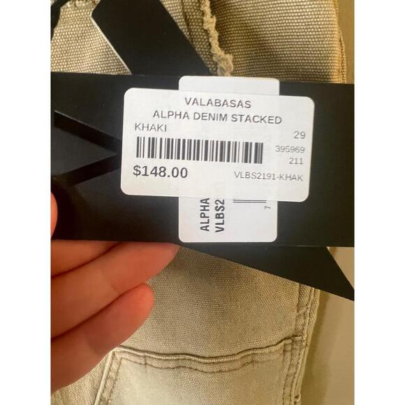 NWT VALABASAS Jeans Mens Size 29 Beige Patchwork Stacked Distressed Slim Fit - Picture 4 of 13